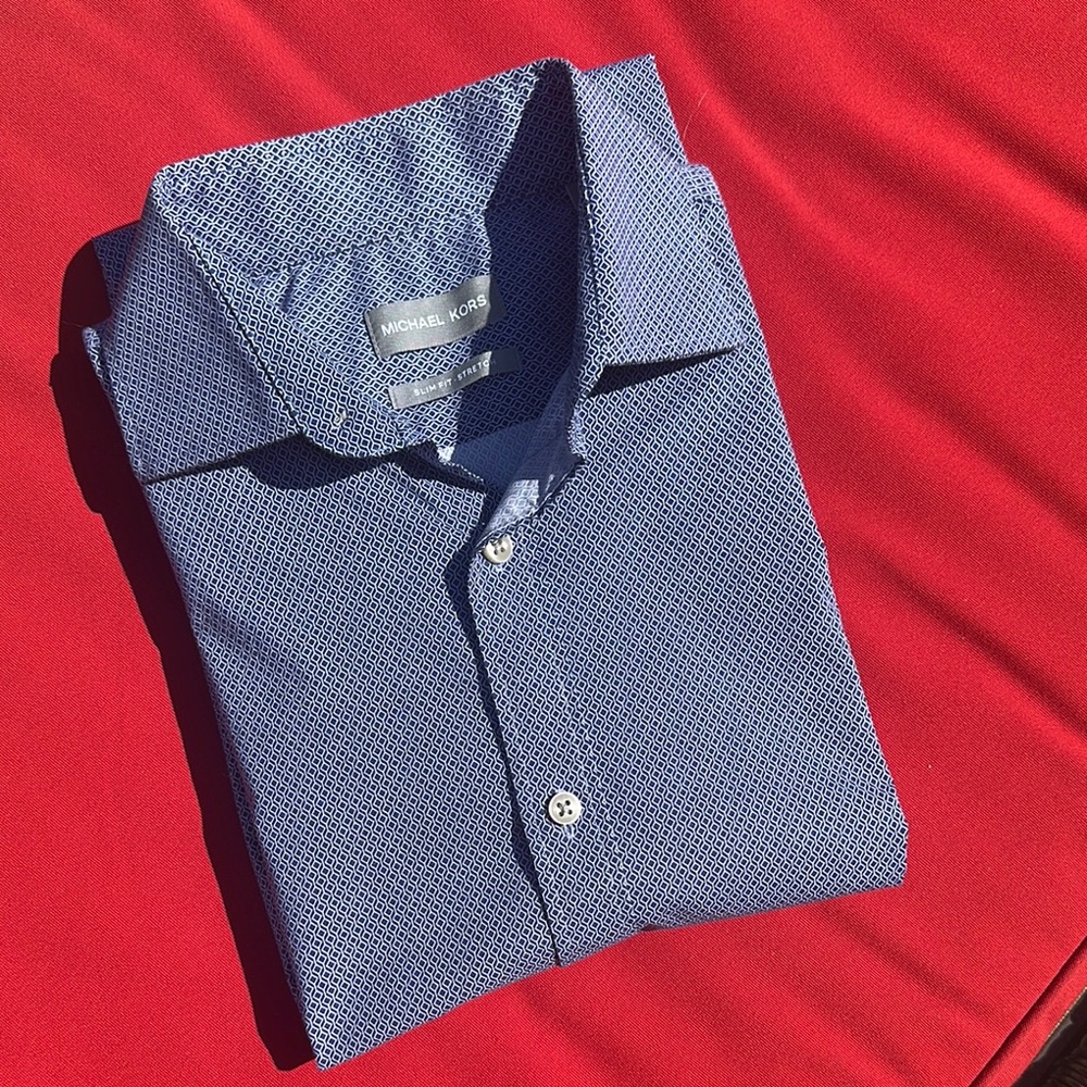 Michael Kors Blue Dress Shirt with Classic Collar